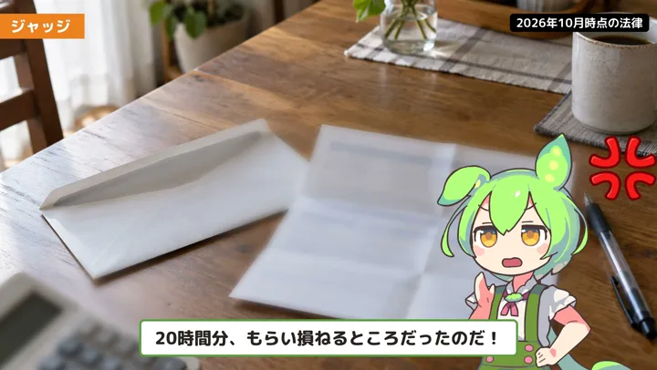 固定残業代があっても、超えた分は別に見るの動画の場面5:ずんだもんが話す場面