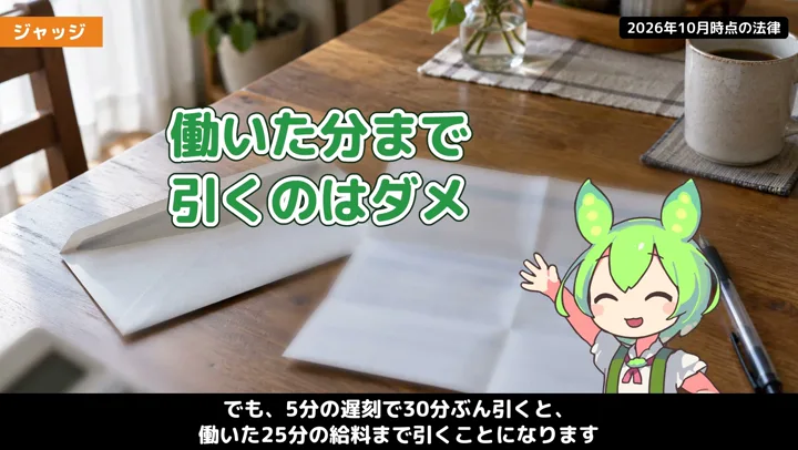 5分の遅刻で30分分と罰金1万円?の動画の場面4:ナレーションが話す場面