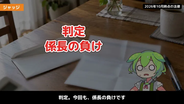 5分の遅刻で30分分と罰金1万円?の動画の場面5:ナレーションが話す場面