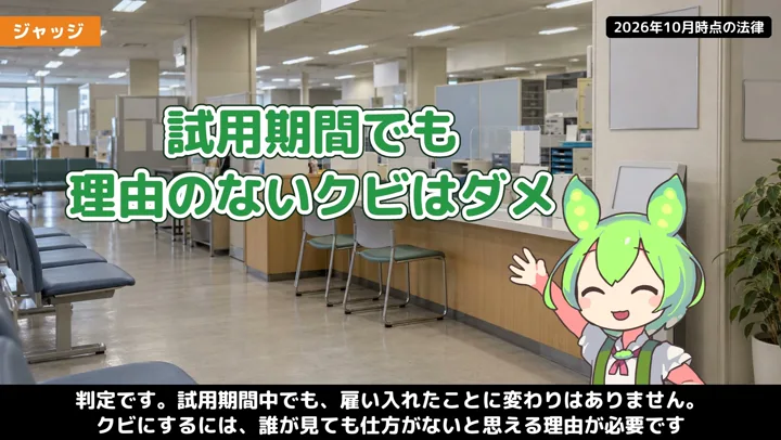 試用期間でも、明日からクビにはできないの動画の場面4：ナレーションが話す場面