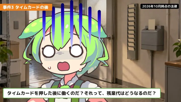 残業代の動画の場面1：ずんだもんが話す職場の場面