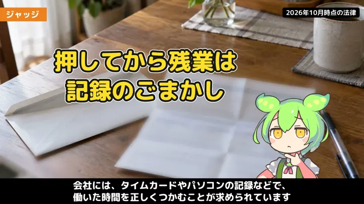 残業代の動画の場面4：ずんだもんが話す職場の場面