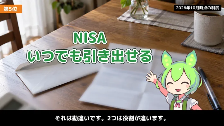NISAとiDeCoは同じ?役割を分けて見るの動画の場面3:ナレーションが話す場面