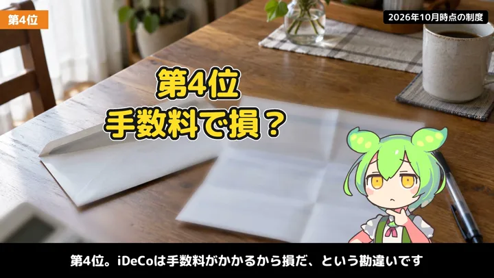 iDeCoは手数料で損?節税と一緒に見るの動画の場面1:ナレーションが話す場面