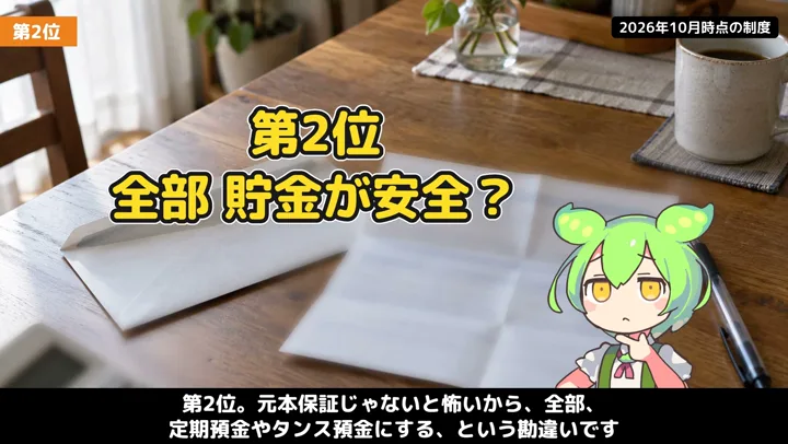 元本保証なら安心？貯金だけの見えない損の動画の場面1：ナレーションが話す場面