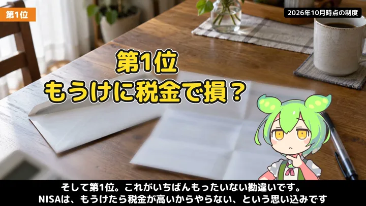NISAは税金で損?利益への課税を比べるの動画の場面1:ナレーションが話す場面