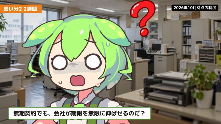 会社が許すまで待つ?退職の「2週間」の原則の動画の場面2:ずんだもんが話す場面