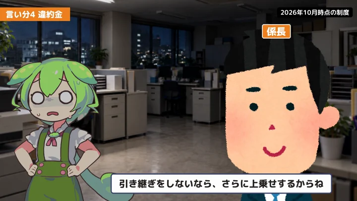 辞めたら違約金50万円?就業規則に書けば払うのかの動画の場面3:係長が話す場面